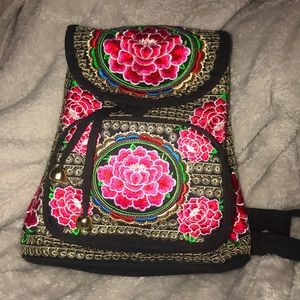 Mexican embroided floral backpack